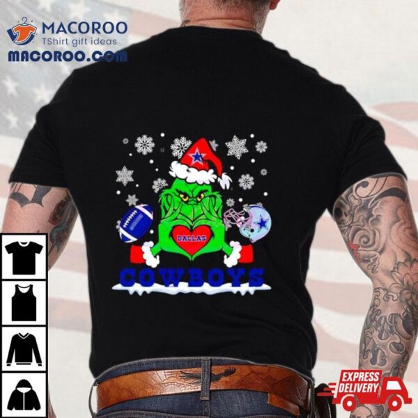 Grinch Love Dallas Cowboys Football Helmet Shirt