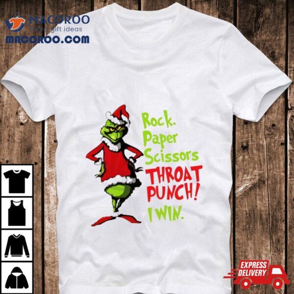 Grinch Santa Rock Paper Scissor Throat Punch Christmas Shirt