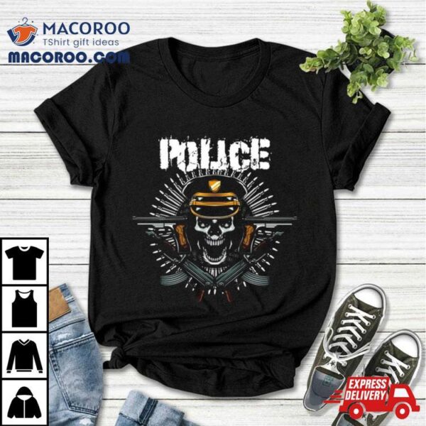 Gun Police Skull T Shirt