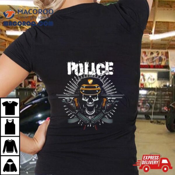 Gun Police Skull T Shirt