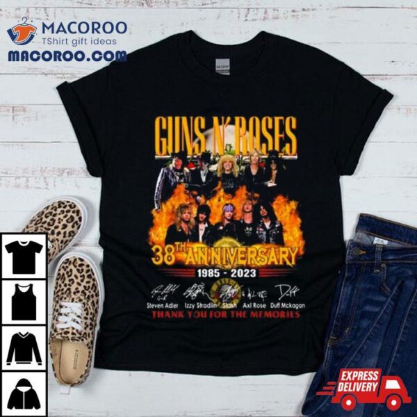 Guns N’ Roses 38th Anniversary 1985 2023 Thank You For The Memories Signatures T Shirt