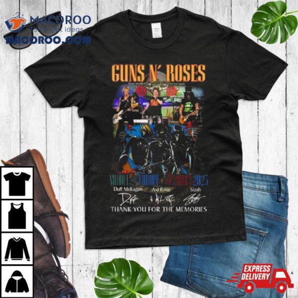 Guns N’ Roses Middle East Europe North America 2023 Thank You For The Memories Signatures T Shirt