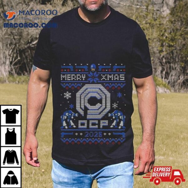 Happy Robo Merry Xmas Ocp 2028 Ugly Christmas T Shirt