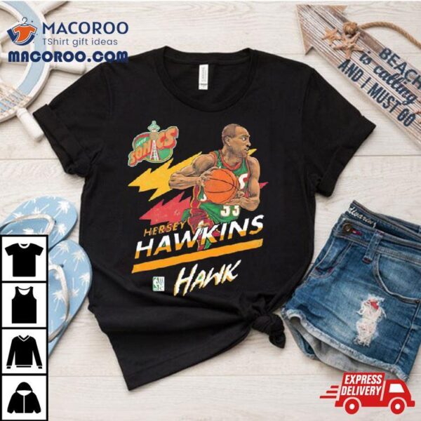 Hersey Hawkins Seattle Supersonics Basketball Hawk Graphic Shirt