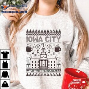 Iowa City Lit For The Holidays Ugly Christmas Raygun Tshirt