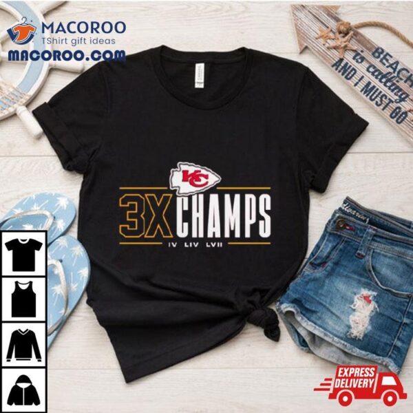 Kansas City Chiefs 3x Champions Iv Liv Lvii T Shirt