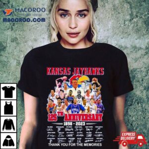 Kansas Jayhawks Th Anniversary Thank You For The Memories Basketball Signatures Tshirt