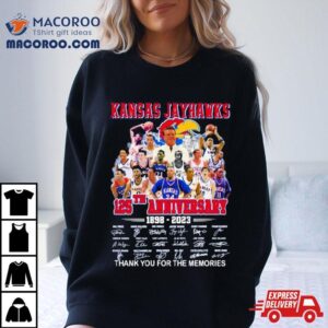 Kansas Jayhawks Th Anniversary Thank You For The Memories Basketball Signatures Tshirt