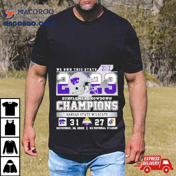 Kansas State Wildcats 31 27 Kansas Jayhawks 2023 Sunflower Showdown Champions Final Score Shirt Kansas State Wildcats 31 27 Kansas Jayhawks 2023 Sunflower Showdown Champions Final Score Shirt