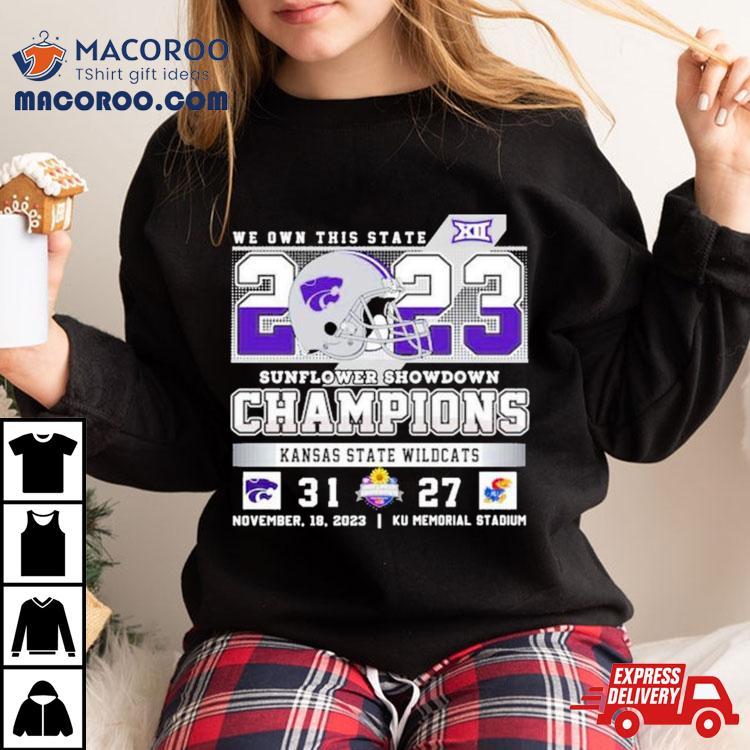 Kansas State Wildcats 31 27 Kansas Jayhawks 2023 Sunflower Showdown Champions Final Score Shirt Kansas State Wildcats 31 27 Kansas Jayhawks 2023 Sunflower Showdown Champions Final Score Shirt
