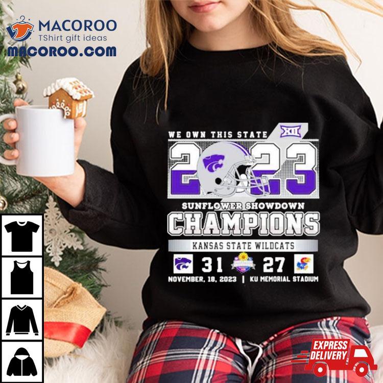 Kansas State Wildcats 31 27 Kansas Jayhawks 2023 Sunflower Showdown Champions Final Score Shirt Kansas State Wildcats 31 27 Kansas Jayhawks 2023 Sunflower Showdown Champions Final Score Shirt