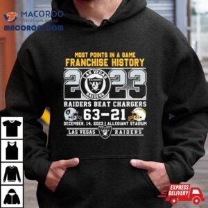 Las Vegas Raiders Most Points In A Game Franchise History 2023 Raiders Beat Chargers 63 21 Shirt