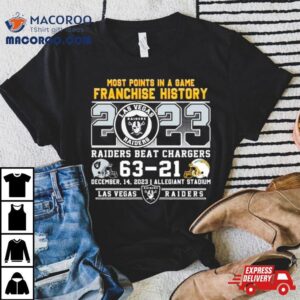 Las Vegas Raiders Most Points In A Game Franchise History Raiders Beat Chargers Tshirt