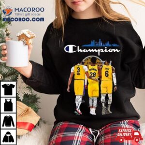 Los Angeles Lakers Champions Anthony Davis Rui Hachimura And Lebron James Signatures Tshirt