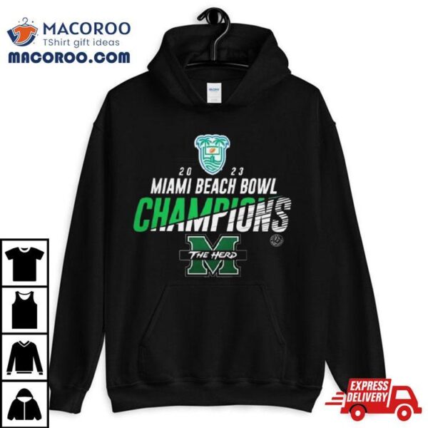 Marshall University 2023 Miami Beach Bowl Champions Marshall Thundering Herd T Shirt