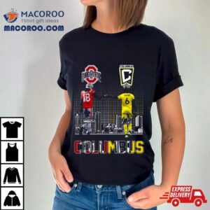 Marvin Harrison Jr And Darlington Nagbe Ohio State Buckeyes Vs Columbus Crew Skyline 2023 Signatures T Shirt