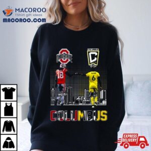 Marvin Harrison Jr And Darlington Nagbe Ohio State Buckeyes Vs Columbus Crew Skyline 2023 Signatures T Shirt