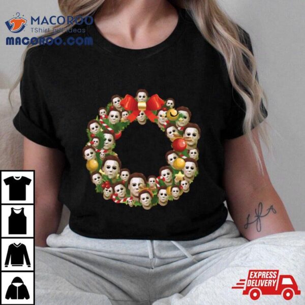 Michael Myers Multiface Wreath Christmas Shirt