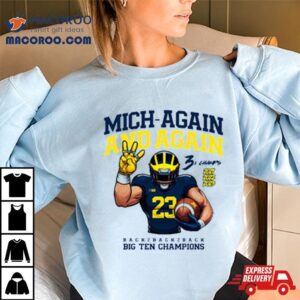 Michigan Football Mich Again And Again Big Ten Champions White Team Nil Tshirt