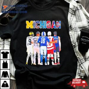 Michigan Sports Teams Mccarthy Torkelson Goff Larkin And Cunningham Signatures Tshirt