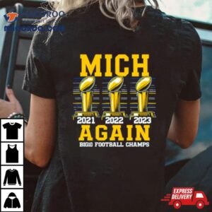 Michigan Wolverines Mich Again Big Football Champs Tshirt