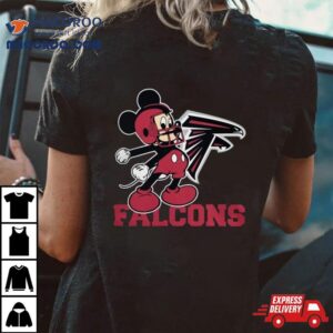 Mickey Mouse Cartoon Atlanta Falcons Football Player Helmet Logo S Tshirt