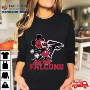 Mickey Mouse Cartoon Atlanta Falcons Football Player Helmet Logo S Tshirt