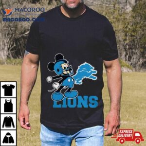 Mickey Mouse Cartoon Detroit Lions Football Player Helmet Logo S Tshirt