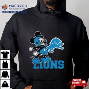 Mickey Mouse Cartoon Detroit Lions Football Player Helmet Logo S Tshirt