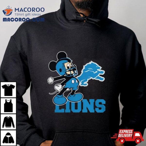 Mickey Mouse Cartoon Detroit Lions Football Player Helmet Logo Shirts