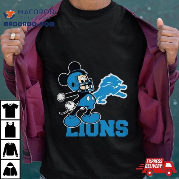 Mickey Mouse Cartoon Detroit Lions Football Player Helmet Logo Shirts