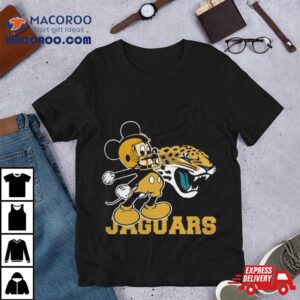 Mickey Mouse Cartoon Jacksonville Jaguars Football Player Helmet Logo S Tshirt