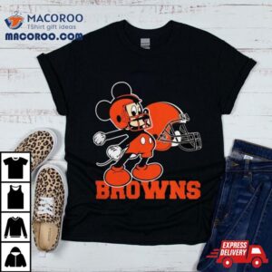 Mickey Mouse Cartoon Nfl Cleveland Browns Football Player Helmet Logo Shirts