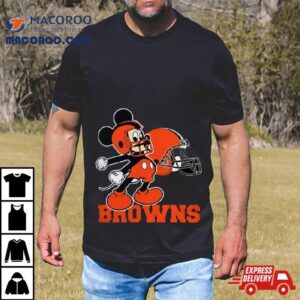 Mickey Mouse Cartoon Nfl Cleveland Browns Football Player Helmet Logo Shirts