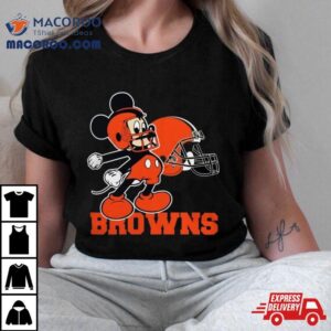 Mickey Mouse Cartoon Nfl Cleveland Browns Football Player Helmet Logo S Tshirt