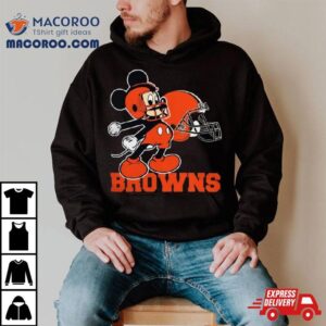 Mickey Mouse Cartoon Nfl Cleveland Browns Football Player Helmet Logo S Tshirt