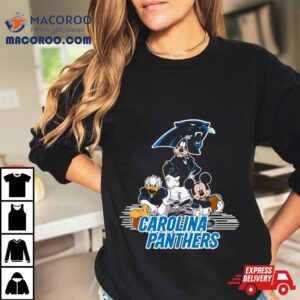 Mickey Mouse Donald Duck Goofy Playing Carolina Panthers American Football Tshirt