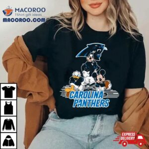 Mickey Mouse Donald Duck Goofy Playing Carolina Panthers American Football Tshirt