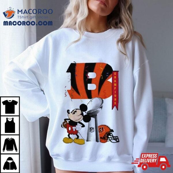 Mickey Mouse Nfl Cincinnati Bengals Football Super Bowl Champions Helmet Logo Shirt