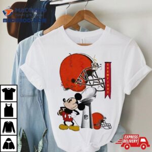 Mickey Mouse Nfl Cleveland Browns Football Super Bowl Champions Helmet Logo Shirt