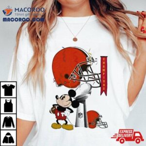 Mickey Mouse Nfl Cleveland Browns Football Super Bowl Champions Helmet Logo Tshirt