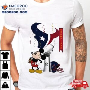 Mickey Mouse Nfl Houston Texans Football Super Bowl Champions Helmet Logo Tshirt