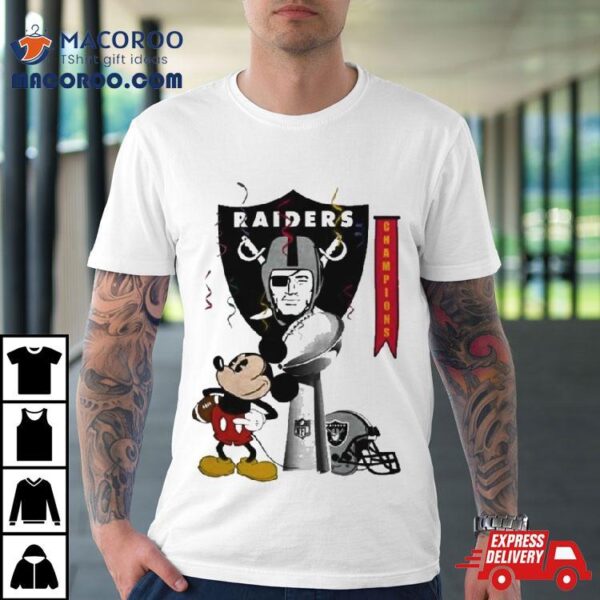 Mickey Mouse Nfl Las Vegas Raiders Football Super Bowl Champions Helmet Logo Shirt