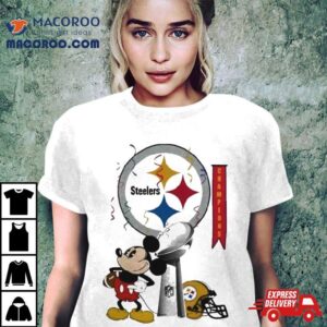 Mickey Mouse Nfl Pittsburgh Steelers Football Super Bowl Champions Helmet Logo Tshirt