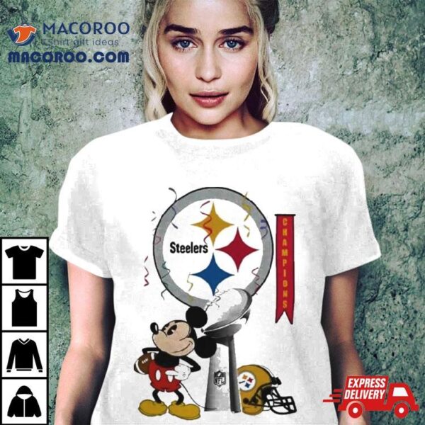 Mickey Mouse Nfl Pittsburgh Steelers Football Super Bowl Champions Helmet Logo Shirt