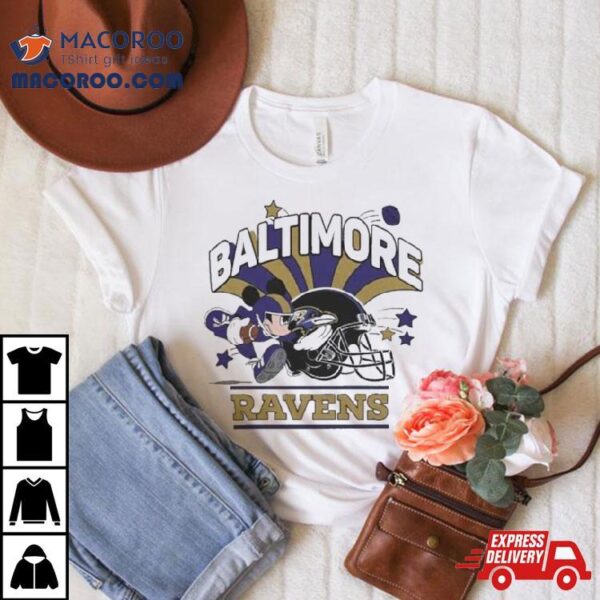 Mickey Mouse Player Baltimore Ravens Football Helmet Logo Character Shirt