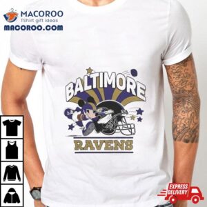 Mickey Mouse Player Baltimore Ravens Football Helmet Logo Character Tshirt