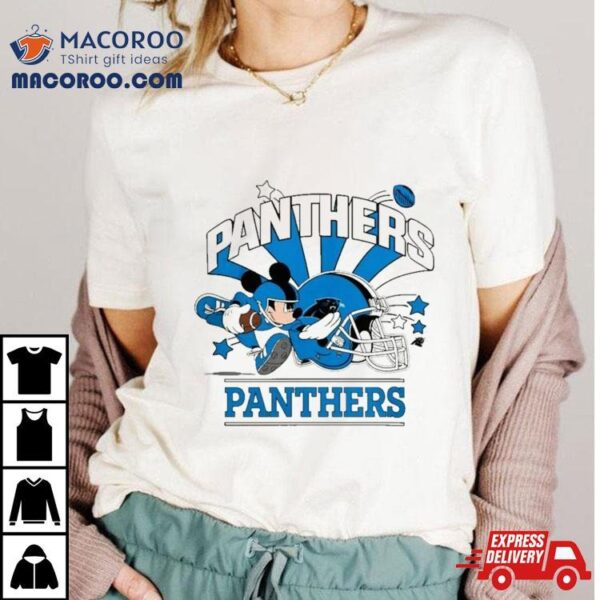 Mickey Mouse Player Carolina Panthers Football Helmet Logo Character Shirt