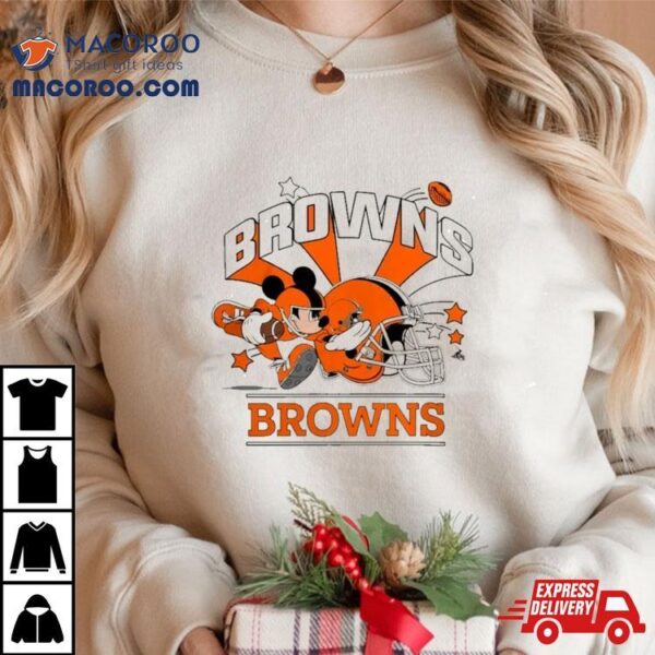 Mickey Mouse Player Cleveland Browns Football Helmet Logo Character Shirt