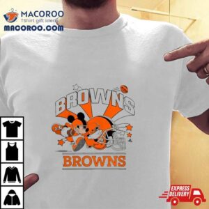 Mickey Mouse Player Cleveland Browns Football Helmet Logo Character Tshirt